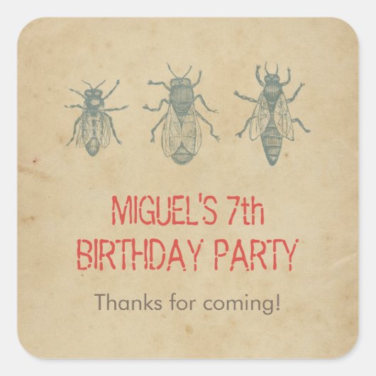 Sticker Carré Le Parti Anniversaire de enfant des abeilles vinta (Devant)