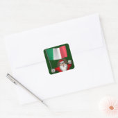 Sticker Carré Le Père Noël Avec L'Ensigne D'Italie (Enveloppe)