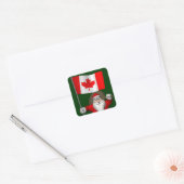 Sticker Carré Le Père Noël Avec L'Ensigne Du Canada (Enveloppe)