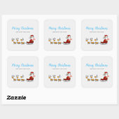 Sticker Carré Le Père Noël dans son traîneau avec Reindeers Clas (Feuille)