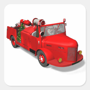 Sticker Carré Le Père Noël Doux Dans Le Moteur De Feu