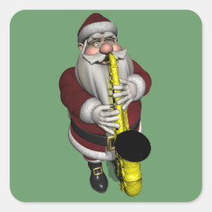Sticker Carré Le Père Noël joue du saxophone