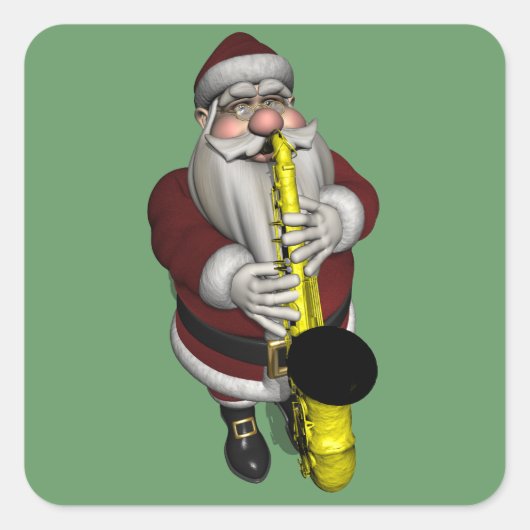 Sticker Carré Le Père Noël joue du saxophone (Devant)
