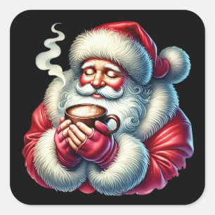Sticker Carré Le Père Noël savoure une boisson intime lors d'une