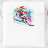 Sticker Carré Le Père Noël skie sur une pente neigeuse en hiver (Sac)