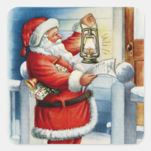 Sticker Carré Le père noël vintage