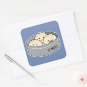 Sticker Carré Le petit déjeuner chinois de dim sum de petit pain (Enveloppe)