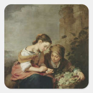 Sticker Carré Le petit Fruit-Vendeur, 1670-75