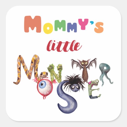 Sticker Carré Le petit monstre de maman (Devant)