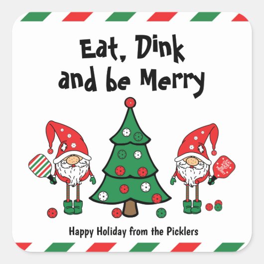 Sticker Carré Le pickball de Noël (Devant)