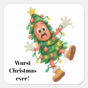Sticker Carré Le pire Noël saucisson jamais ! Drôle salami