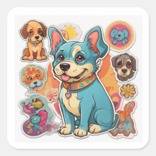 Sticker Carré Le plaisir de l’Amoureux des chiens :