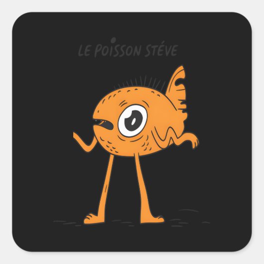 Sticker Carré Le Poisson Steve Cute & Funny (Devant)