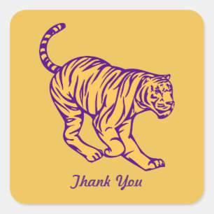 Sticker Carré Le pourpre barre le Merci sauvage de tigre de chat