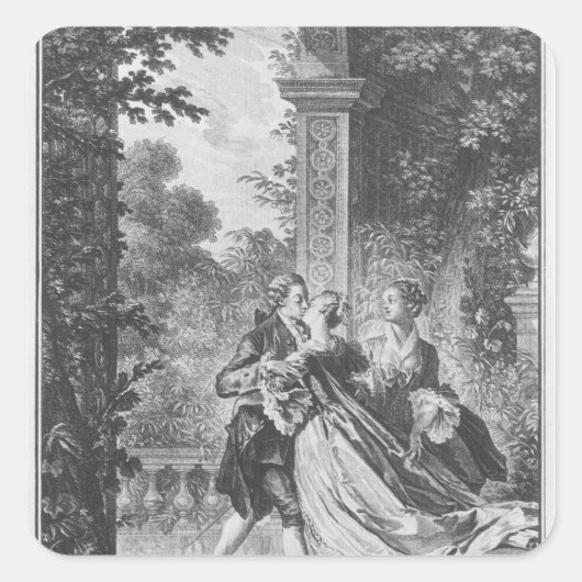 Sticker Carré Le premier baiser d'amour (Devant)