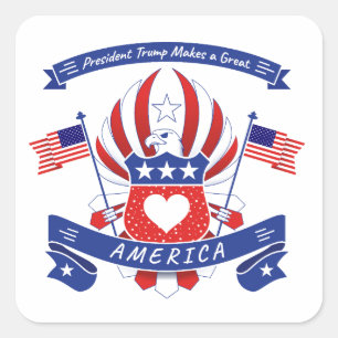 Sticker Carré Le président Trump fait une grande AMÉRIQUE