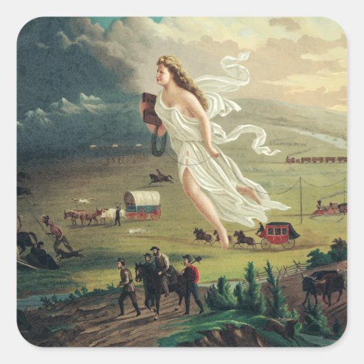 Sticker Carré Le Progrès américain par John Gast (Devant)