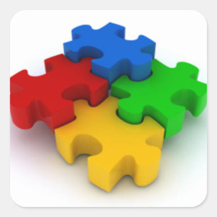 Sticker Carré Le puzzle de la sensibilisation sur l'autisme 3D