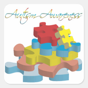 Sticker Carré Le puzzle de sensibilisation sur l'autisme rapièc