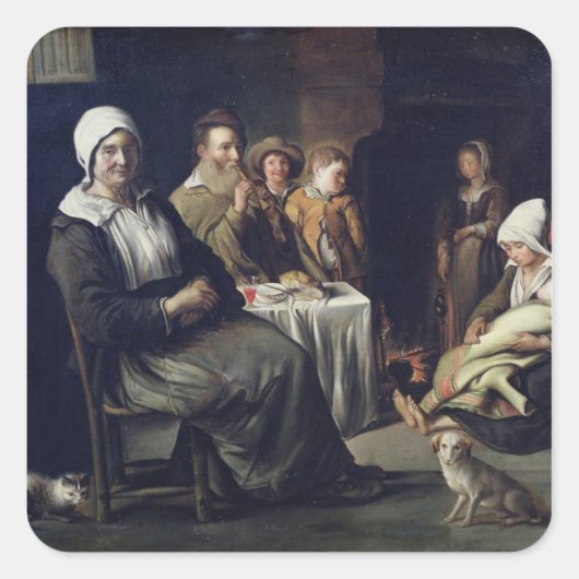 Sticker Carré Le Repas Familial (Devant)