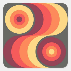 Sticker Carré Le rétro arc-en-ciel onduleux abstrait ajuste