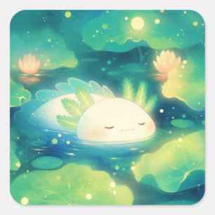 Sticker Carré Le Rêve Floral de l'Axolotl