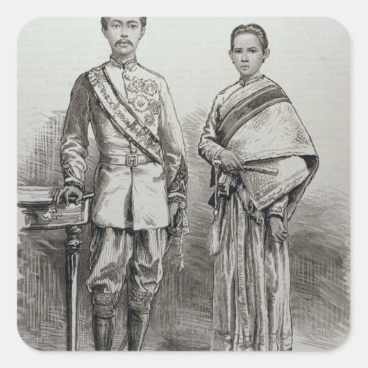 Sticker Carré Le roi et la reine du Siam (Devant)