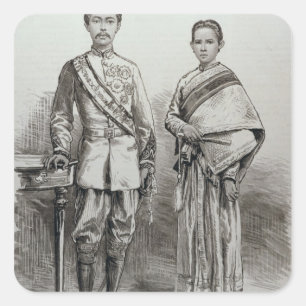 Sticker Carré Le roi et la reine du Siam