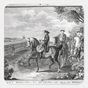 Sticker Carré Le Roi Frederick II de la Prusse passant en revue