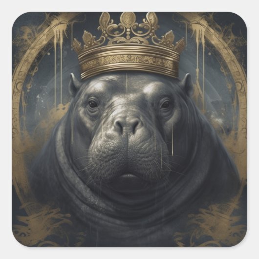 Sticker Carré Le roi hippo (Devant)
