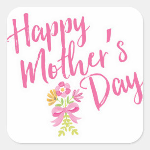 Sticker Carré Le rose heureux du jour de mère fleurit le cadeau