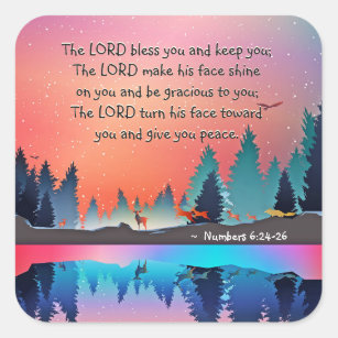 Sticker Carré Le Seigneur Vous Bénisse Numéros 6:24-26 Verse de 