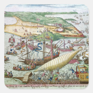 Sticker Carré Le siège de Tunis ou La Goulette par Charles V