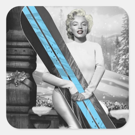 Sticker Carré Le snowboard de Marilyn (Devant)