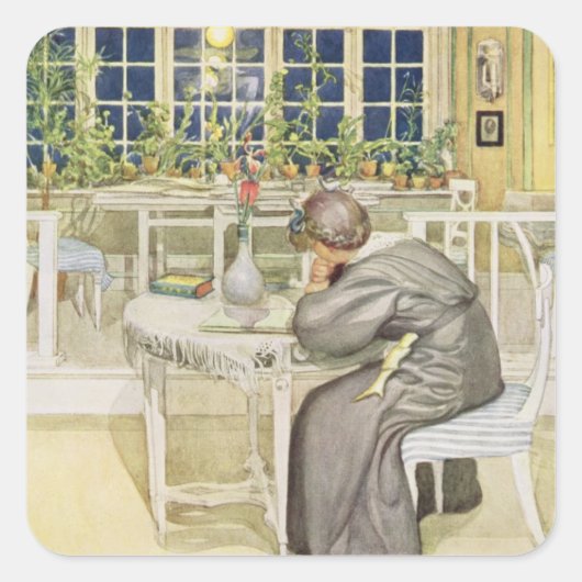 Sticker Carré Le soir avant le voyage en Angleterre - Etudier (Devant)