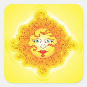 Sticker Carré Le soleil abstrait d'autocollant