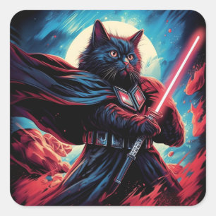 Sticker Carré Le Stardust Samurai Guerrier de chat cosmique