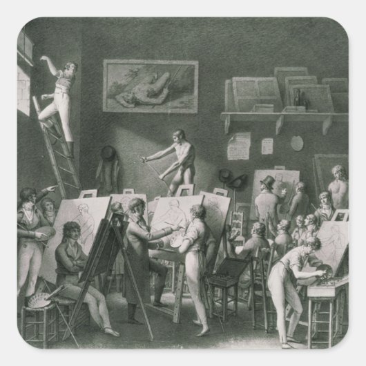 Sticker Carré Le Studio de Jacques Louis David (Devant)