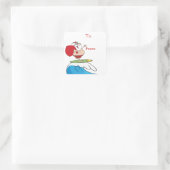 Sticker Carré Le surf du Père Noël (Sac)