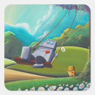 Sticker Carré Le Swing - robots de frolicking