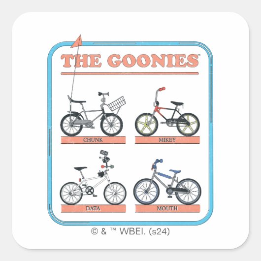 Sticker Carré Le tableau des vélos de Goonies (Devant)