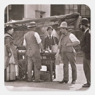 Sticker Carré Le vendeur de mollusques et crustacés, de 'Street 