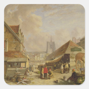 Sticker Carré Le vieux Fishmarket, Norwich, 1825 (huile sur le