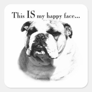 Sticker Carré Le visage joyeux de Bulldog