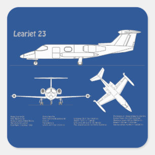 Sticker Carré Learjet 23 - Plan de dessin du plan directeur de l
