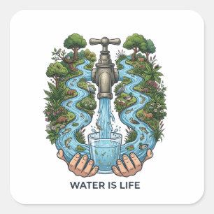 Sticker Carré L'eau c'est la vie Conservation de l'écosystème