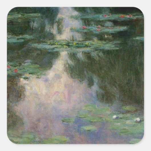 Sticker Carré L'EAU MENSONNE EN ÉTANG VERT ROSE par Claude Monet (Devant)