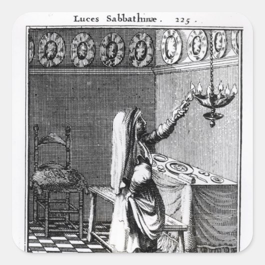 Sticker Carré L'éclairage des bougies du Sabbat (Devant)