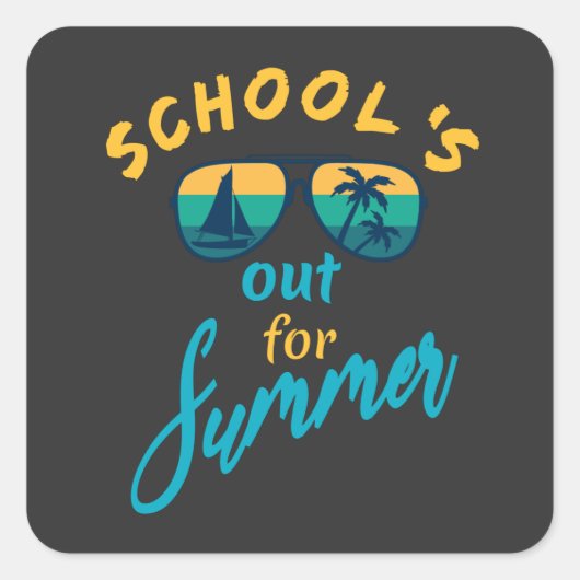 Sticker Carré L'école est dehors pour l'été (Devant)