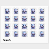 Sticker Carré Lecture Hippo mignonne (Feuille)